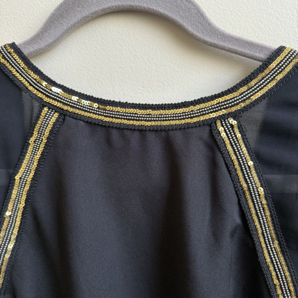 Bcbgeneration Black Gold Sequin Neck Plunging Bac… - image 4